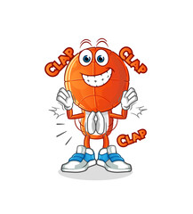 basketball head cartoon applause illustration. character vector