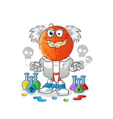 basketball head cartoon mad scientist illustration. character vector