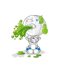 medicine tablet head cartoon throw up. cartoon mascot vector