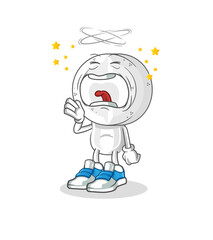 Obraz premium medicine tablet head cartoon yawn character. cartoon mascot vector