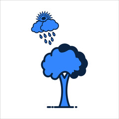 Cloud Raining and Tree Plant