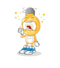 light bulb head cartoon yawn character. cartoon mascot vector