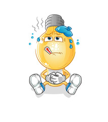 light bulb head cartoon sick vector. cartoon character