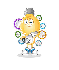 light bulb head cartoon with wristwatch. cartoon mascot vector