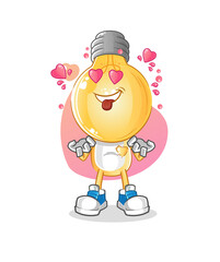light bulb head cartoon fallin love vector. cartoon character