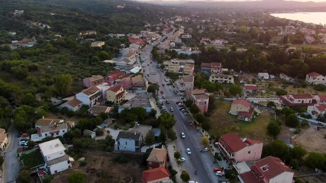 Drone vew of Acharavi village The northern part of the island of Corfu in Greece