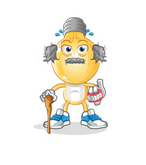 light bulb head cartoon white haired old man. character vector