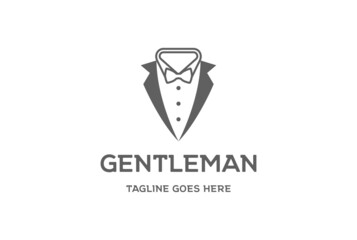 Retro Vintage Bow Tie Tuxedo Suit Gentleman Fashion Tailor Clothes Vintage Classic Logo Design Vector