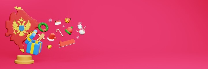 3d rendering of christmas new year celebration in Montenegro for web cover and social media
