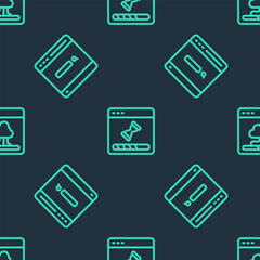 Set line Loading data window, Search engine and Cloud technology transfer on seamless pattern. Vector