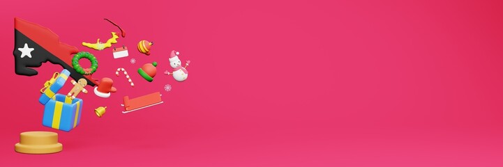 3d rendering of christmas new year celebration in Papua New Guinea for web cover and social media