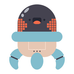 Fototapeta premium Robot in space suit vector cartoon character illustration isolated on a white background.