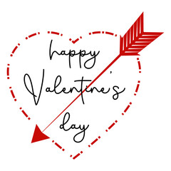 Vector illustration valentine red heart, happy valentine's day
