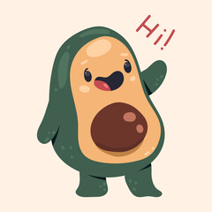 Funny avocado vector cartoon character isolated on background.