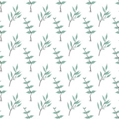 simple cute floral pattern - beautiful little leaves of a plant on a white background