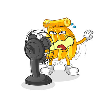 recommend clip art: Banana in front of the fan character. cartoon mascot vector