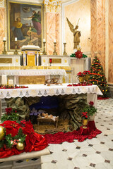 Fototapeta premium Christmas decorations in Saint Peter's church, Tel Aviv, Jaffa, Israel. Christmas 2021. 