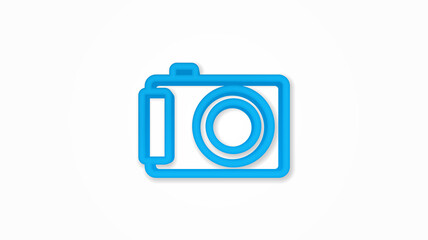 Digital photo camera 3d realistic line icon. Vector top view illustration. color pictogram isolated on white background
