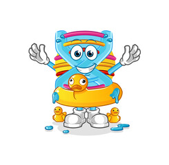 DNA with duck buoy cartoon. cartoon mascot vector