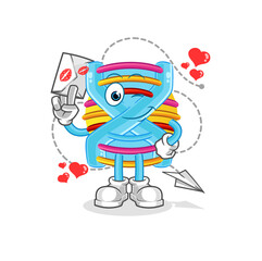 DNA hold love letter illustration. character vector