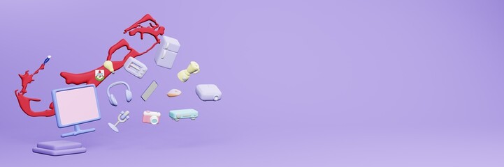 3d rendering of using electronic devices in the country of Bermuda for data display