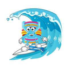DNA surfing character. cartoon mascot vector