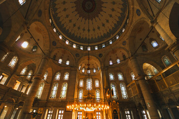 Fototapeta na wymiar Interior of Eyup Sultan Mosque in Istanbul