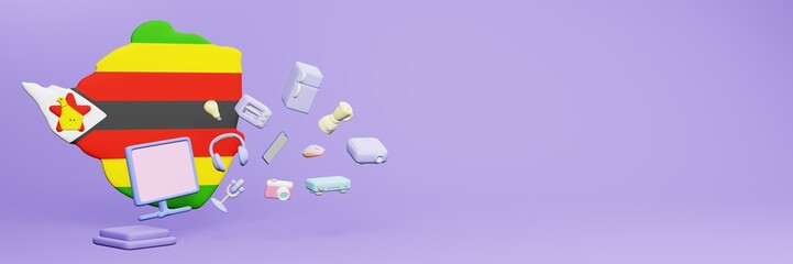3d rendering of using electronic devices in the country of Zimbabwe for data display