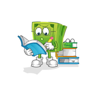 recommend clip art: money studying mascot. cartoon vector