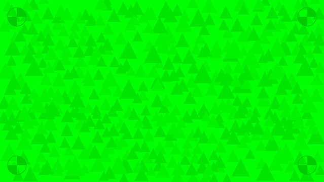 Vector green chroma key screen with vfx motion tracking markers triangles pattern. A circle track points divided into sectors