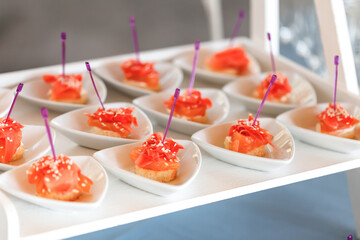 stylish luxury decorated tables for the celebration for a wedding. cathering in the restaurant outdoor