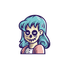 Zombie Girl Illustration Vector Logo