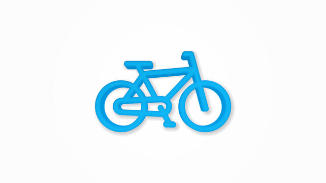 Bicycle, bike 3d realistic line icon. Vector top view illustration. color pictogram isolated on white background