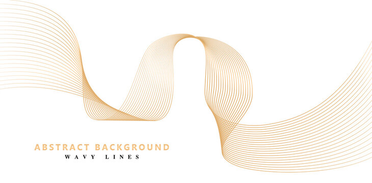 abstract background with golden wave isolated white background, copy space text design, applicable for website banner, poster, wallpaper computer, presentation , futuristic and dynamic model sign