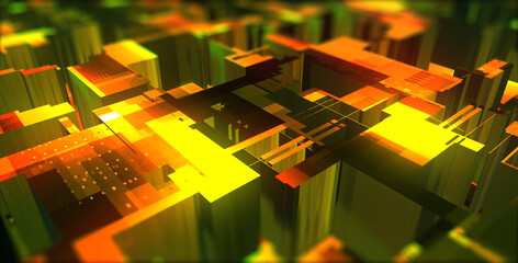 Business explore metaverse technology with blockchain network connecting. Smart city digital world metaverse. Cryptographic city inside metaverse.	