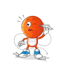 basketball head cartoon with paper plane character. cartoon vector