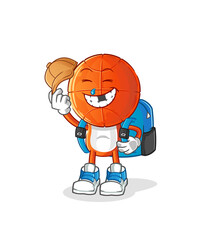 basketball head cartoon goes to school vector. cartoon character