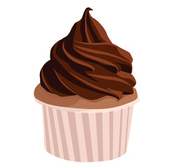 chocolate cupcake isolated on white