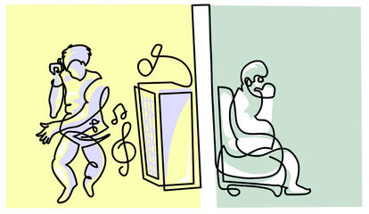 One line drawing of Noisy neighbors
One continuous line drawing of loud neighbors.
