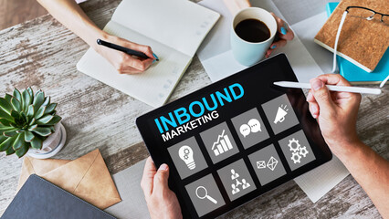 Inbound marketing. Content management and advertising strategy concept.