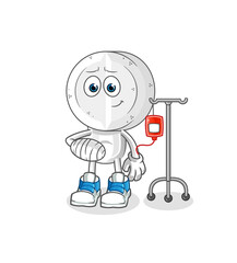medicine tablet head cartoon sick in IV illustration. character vector