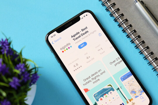 Chiang Mai, Thailand, January, 2022 : Agoda app on phone screen