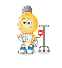 Fototapeta premium light bulb head cartoon sick in IV illustration. character vector