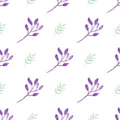 Watercolor leaf seamless pattern