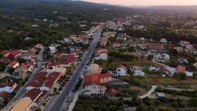 Aerial view of Acharavi village The northern part of the island of Corfu in Greece
