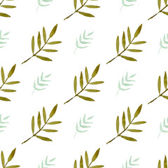 Watercolor leaf seamless pattern
