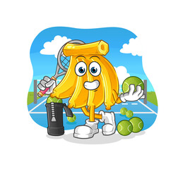 Banana plays tennis illustration. character vector
