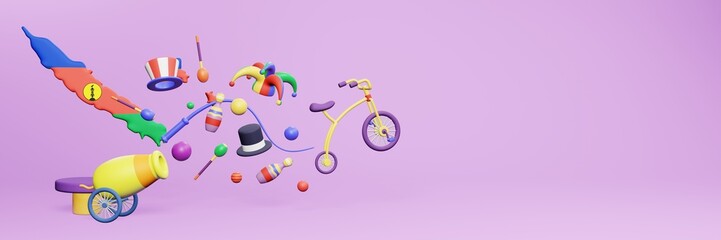 3d rendering of festivals and circus entertainment in New Caledonia for social media