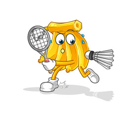 Banana playing badminton illustration. character vector