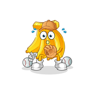 recommend clip art: Banana baseball Catcher cartoon. cartoon mascot vector